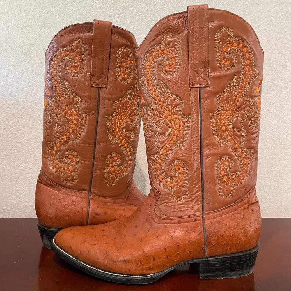 Slightly Worn Ostrich Boots Made in Mexico Sz 11E